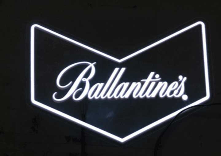 Ballantine's Branded Logo Rubber Spill Mat LED Illuminated Bar Runner PVC Rail Drip Mat Glow In Dark Pub Led Bar Mats