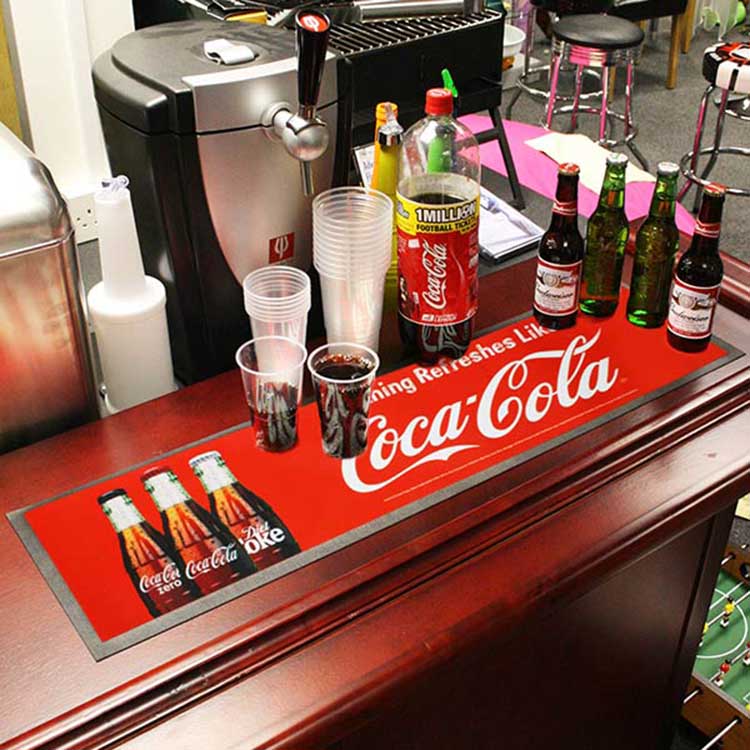 Bar Accessories Coca-Cola Wetstop Custom Sublimation Barmat Printed Bar Runner Nitrile Rubber Vintage Bar Mats