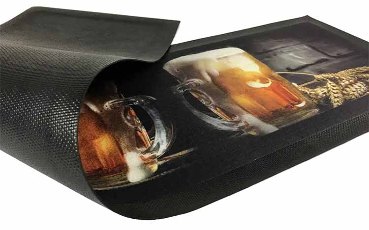 Custom Polyester Fabric Bar Top Counter Mats Collectable Vintage Pub Cocktail Barmat Whiskey Rubber Beer Mats