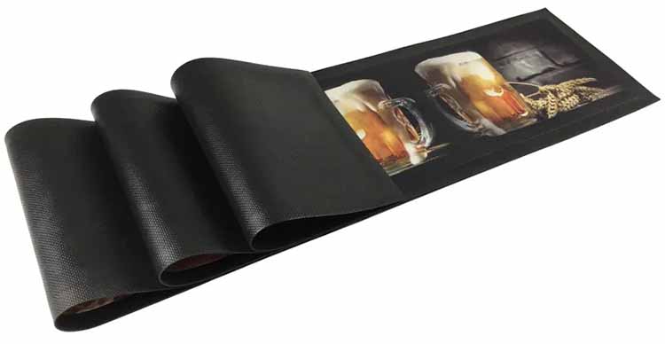 Custom Polyester Fabric Bar Top Counter Mats Collectable Vintage Pub Cocktail Barmat Whiskey Rubber Beer Mats