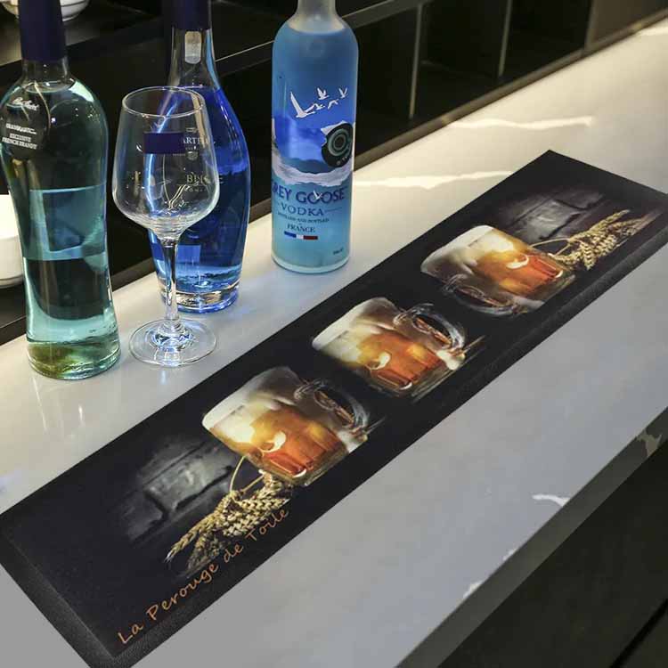 Custom Polyester Fabric Bar Top Counter Mats Collectable Vintage Pub Cocktail Barmat Whiskey Rubber Beer Mats