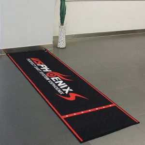 Custom nylon printed rubber backed dart practice floor mat for dart exercise