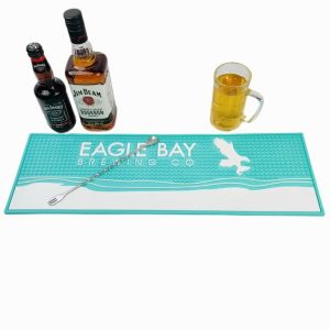 Customized Promotion Soft PVC Bar Drink Mats Countertop Bartender Rail Spill Mats Non-Slip Logo Rubber Beer Mats