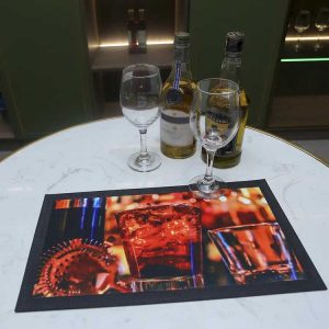 Dye Sublimation Custom Imprint Nitrile Rubber Knitted Polyester Beer Drinking Mat Non-woven Felt Fabric Bar Mat