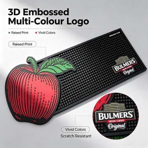 3D embossed multi colour custom logo rubber bar mat durable printed graphic cider pub mat