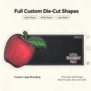 Custom die cut any shape personalised rubber bar mat custom fruit bottle logo outline pub mat