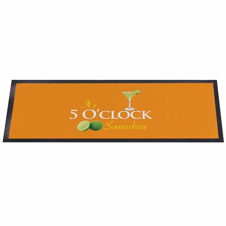 Heat Transfer Printed Full Color Graphic Fabric Top Rubber Bar Runner Dye Sublimation Polyester Pub Bar Counter Mats