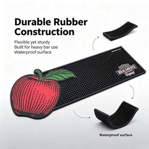 Anti slip thick rubber backing custom bar spill mat stable non sliding pub counter mat