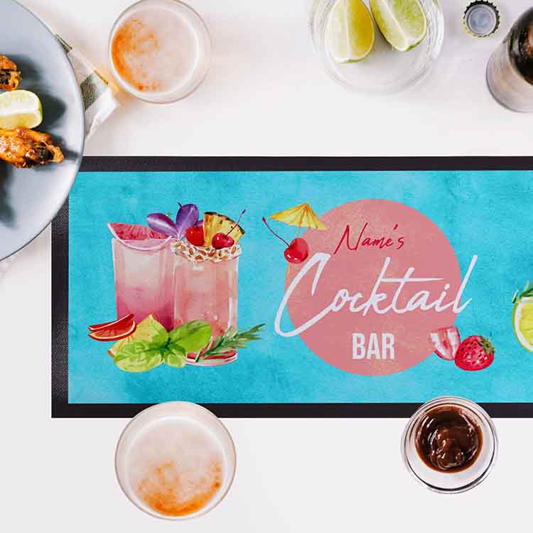 Non-slip Custom Logo Whiskey Bar Mat Felt Top Polyester Pub Beer Bar Runner Full Color Printed Cocktail Bar Drink Mats