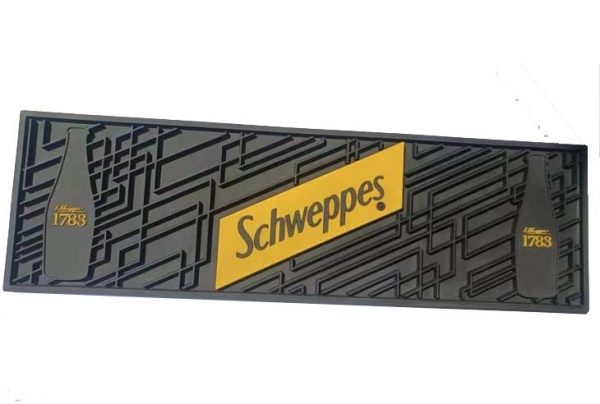 Schweppes Personalized Bar Accessories Logo Soft Pvc Beer Bartender Mat Custom Pub Rubber Bar Mats For Glasses