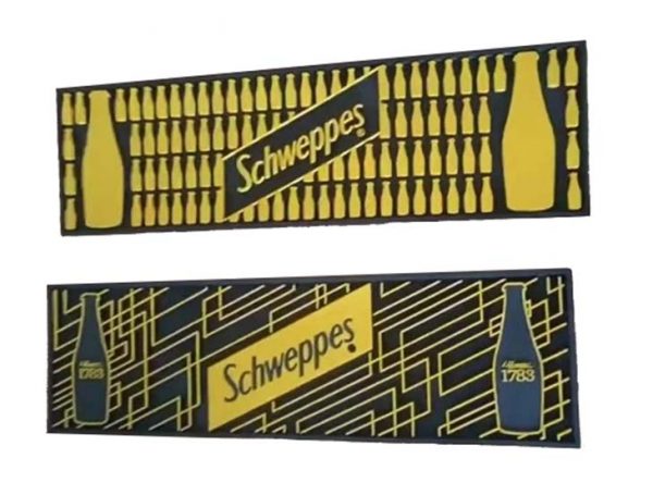 Schweppes Personalized Bar Accessories Logo Soft Pvc Beer Bartender Mat Custom Pub Rubber Bar Mats For Glasses