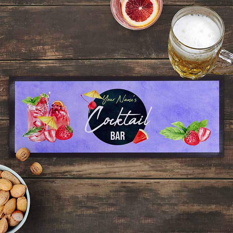 Water-absorbent Custom Whiskey Rubber Pub Bartender Mat Printed Polyester Fabric Cocktail Bar Mats For Glasses