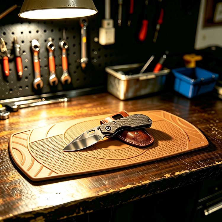 Custom PVC Workbench Mat – Heavy-Duty Utility Mat for Knife & Gun Repair, Garage Workshop & Tool Box Protection