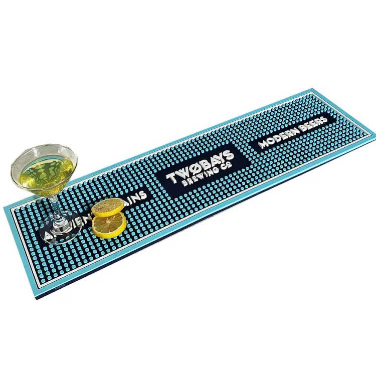 Countertop Oem Custom Logo Eco-friendly Soft PVC Bar Top Runners Pub Whiskey Beer Mat Rubber Cocktail Bar Mat