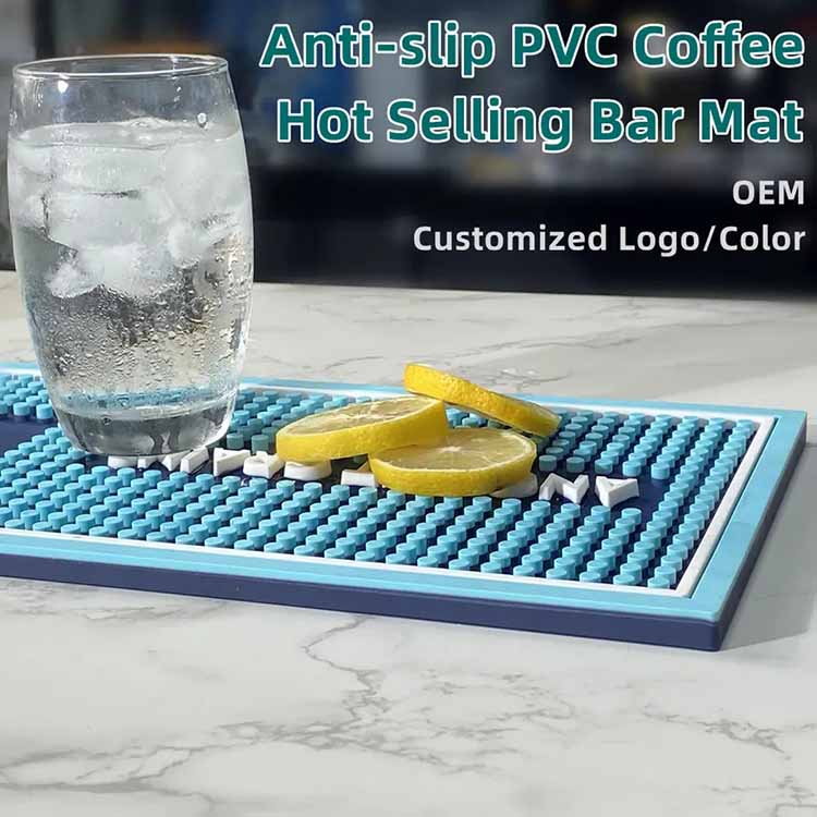 Countertop Oem Custom Logo Eco-friendly Soft PVC Bar Top Runners Pub Whiskey Beer Mat Rubber Cocktail Bar Mat