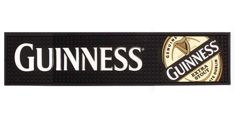 Guinness Coffee, Bars, Restaurants Customized Logo PVC Bar Runner Mat Rubber Bartender Mat Pub Beer Mats