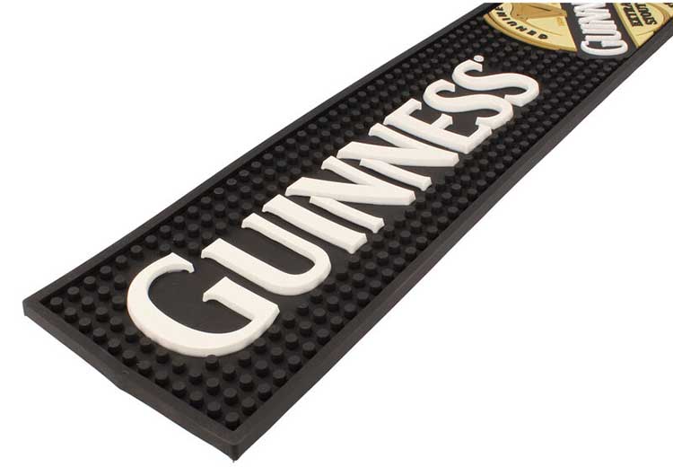 Guinness Coffee, Bars, Restaurants Customized Logo PVC Bar Runner Mat Rubber Bartender Mat Pub Beer Mats