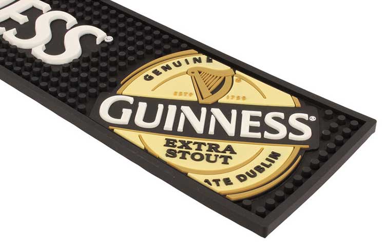 Guinness Coffee, Bars, Restaurants Customized Logo PVC Bar Runner Mat Rubber Bartender Mat Pub Beer Mats