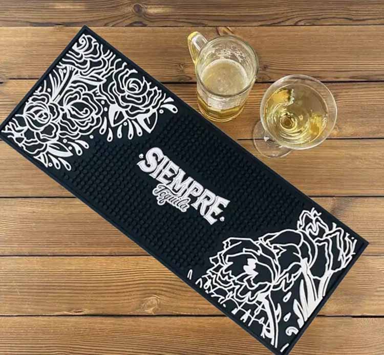 Siempre Tequila Wine Custom Pub Cocktail Bar Runner Printed PVC Beer Barmat Counter Top Rubber Bar Drink Mats