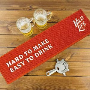 Wild Life Wine Custom Logo Stylish Pub Soft PVC Bar Top Rail Mats Bartender Whiskey Rubber Bar Mat For Spills