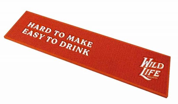 Wild Life Wine Custom Logo Stylish Pub Soft PVC Bar Top Rail Mats Bartender Whiskey Rubber Bar Mat For Spills