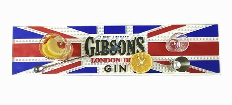 Wine Accessories Ginsons Gin Custom Logo Soft PVC Bartender Beer Bar Matt Rubber Cocktail Mats Pub Bar Drip Mat