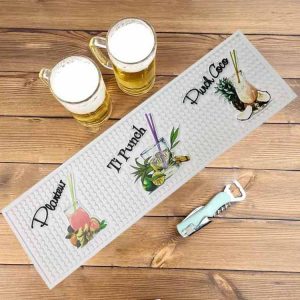 Non Slip Soft PVC Cocktail Beer Service Barmat Rubber Bartender Spill Rail Mat Custom Printed Pub Large Bar Mat