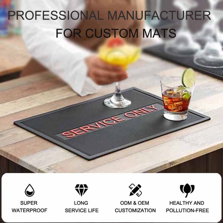 Soft PVC Whiskey Bartender Rail Drip Mat Cocktail Counter Top Barmat Custom Beer Wine Rubber Bar Spill Mat