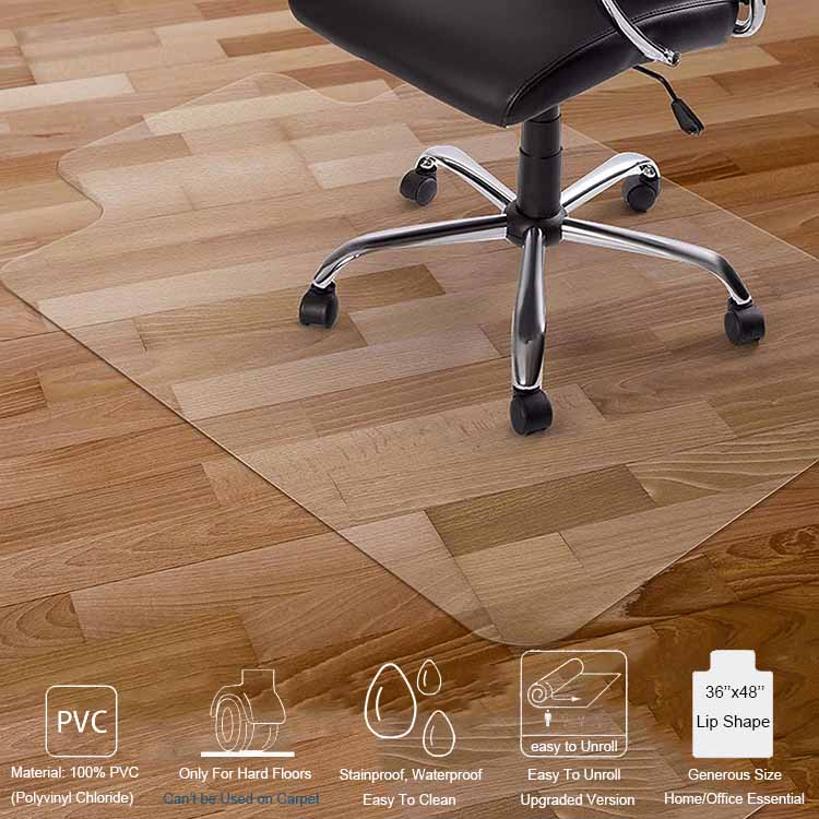 Hard Surface Floor Use 36”x48” Under Clear Desk Mat Custom Folding PVC Chair Protect Mat Home Office Chair Mats With Lip