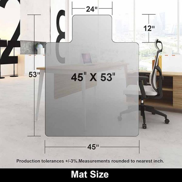 Heavy Duty Hardwood Floor Rolling Chair Mat Clear PVC Protector Rug 45''x53'' Office Desk Chair Floor Mat with Lip