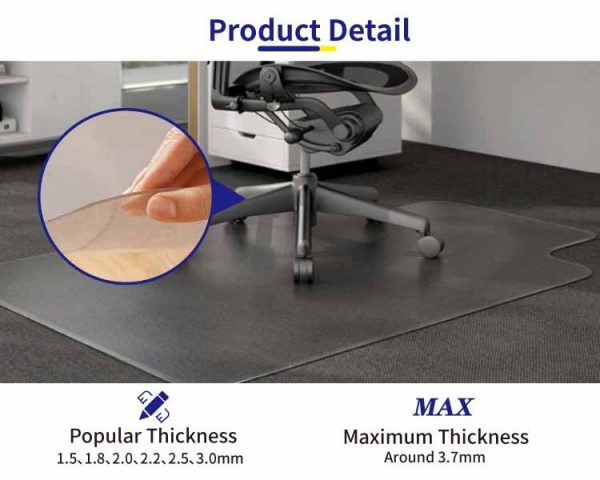 Home Office Anti Slip Under Desk Mat Low Pille Floor PVC Protector Rug Hardwood Hard Floor Rectangle Chair Mat