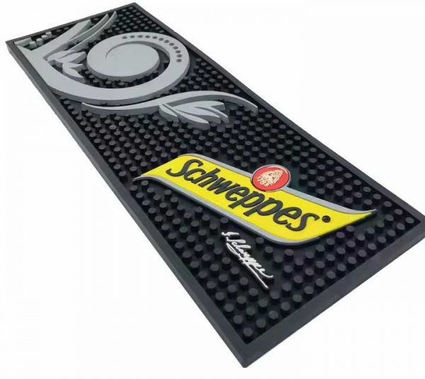 Schweppes Sparkling Branded Logo Cocktail Pub Beer Bar Mats Soft PVC Bartender Mat Whiskey Rubber Drip Mat
