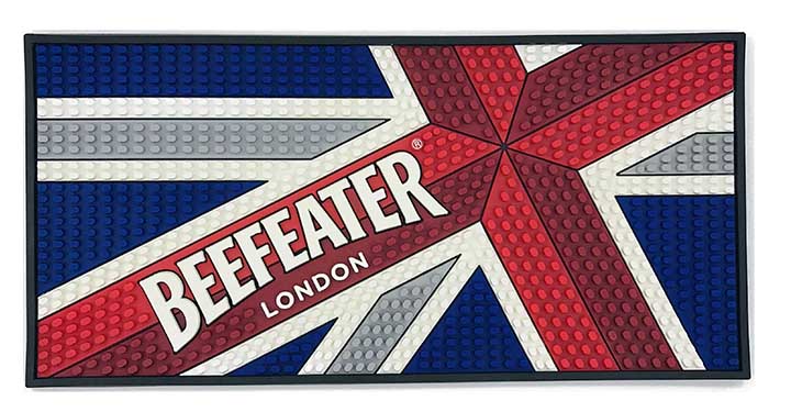 BEEFEATER London Custom Logo Bartender Cocktail PVC Beer Bar Matt Service Rail Drip Mat Pub Bar Top Rubber Mats