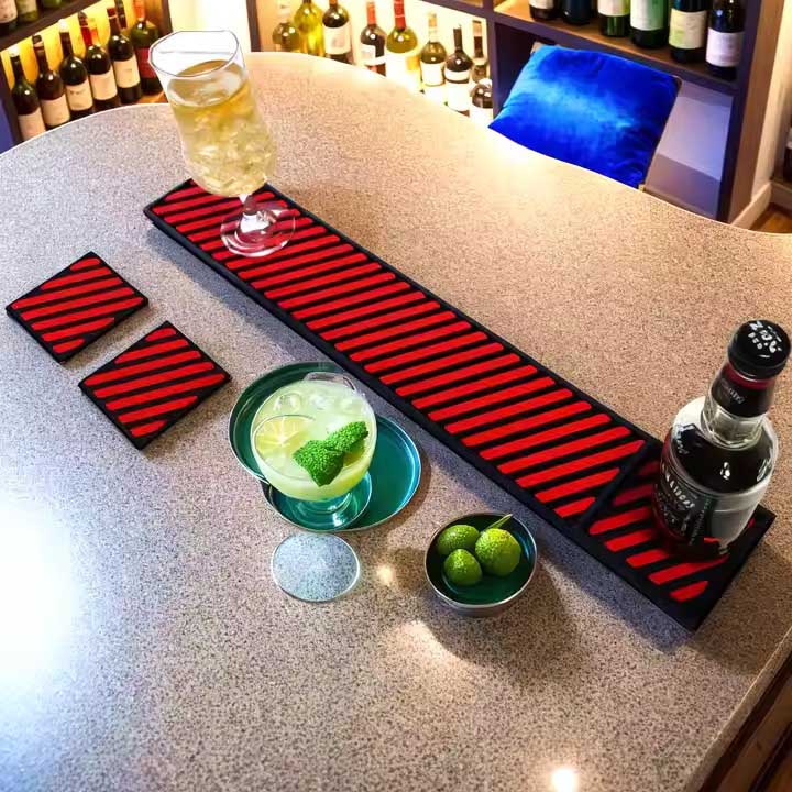 Barware Custom Counter Top Rubber Service Beer Runners PVC Pub Spill Cocktail Wine Beer Mats Bartender Cool Bar Mats