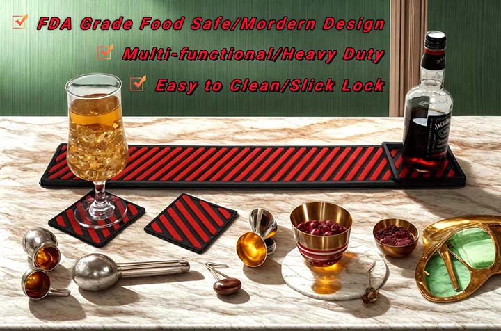 Barware Custom Counter Top Rubber Service Beer Runners PVC Pub Spill Cocktail Wine Beer Mats Bartender Cool Bar Mats