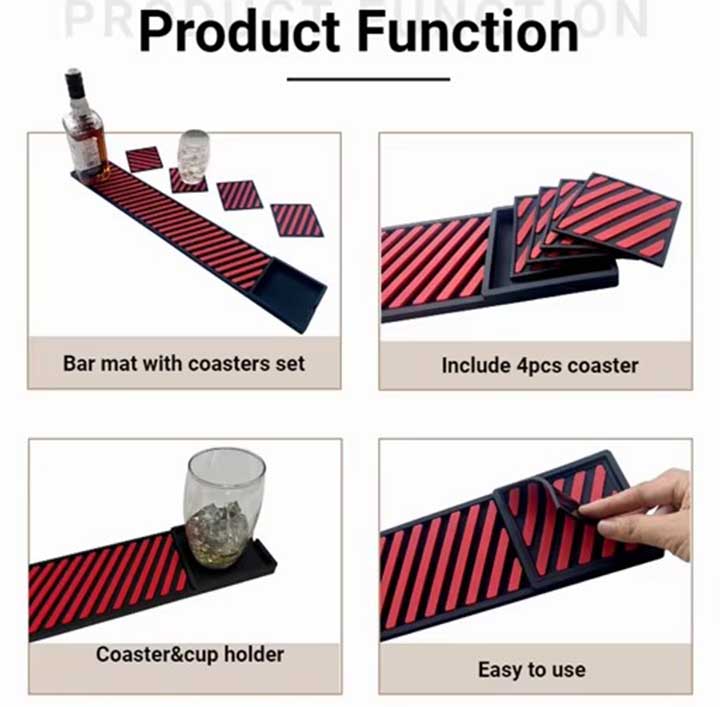Barware Custom Counter Top Rubber Service Beer Runners PVC Pub Spill Cocktail Wine Beer Mats Bartender Cool Bar Mats