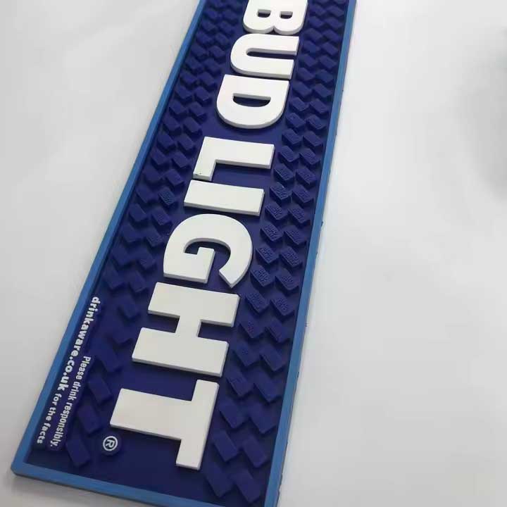Bud Light Custom Cocktail Counter Top Pub Beer Bar Runner Bartender PVC Service Spill Mats Rubber Bar Mats For Glasses