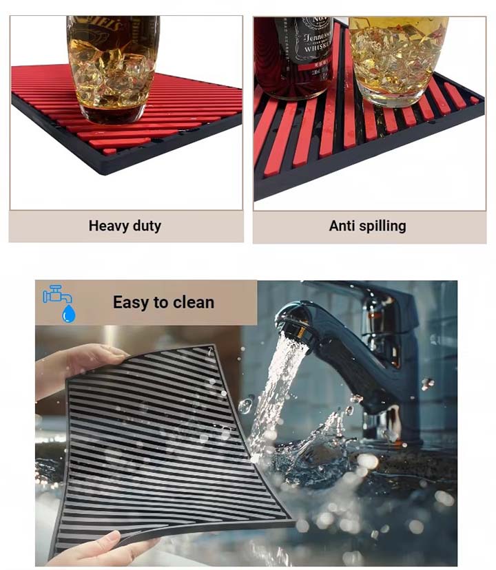 Custom Coffee Cocktail Service Spill Mats Pub Drink Mats Whiskey PVC Bar Runner Bartender Rubber Bar Table Mat