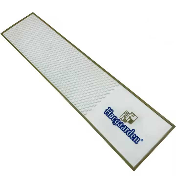 Hoegaarden Beer Custom Non Slip Silicone Rubber Bar Runner Mat Cocktail PVC Spill Drip Barmat Pub Drink White Bar Mat