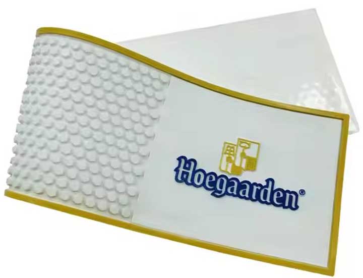 Hoegaarden Beer Custom Non Slip Silicone Rubber Bar Runner Mat Cocktail PVC Spill Drip Barmat Pub Drink White Bar Mat