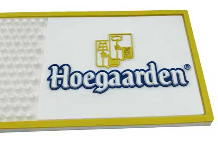 Hoegaarden Beer Custom Non Slip Silicone Rubber Bar Runner Mat Cocktail PVC Spill Drip Barmat Pub Drink White Bar Mat