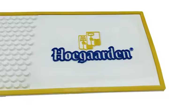 Hoegaarden Beer Custom Non Slip Silicone Rubber Bar Runner Mat Cocktail PVC Spill Drip Barmat Pub Drink White Bar Mat