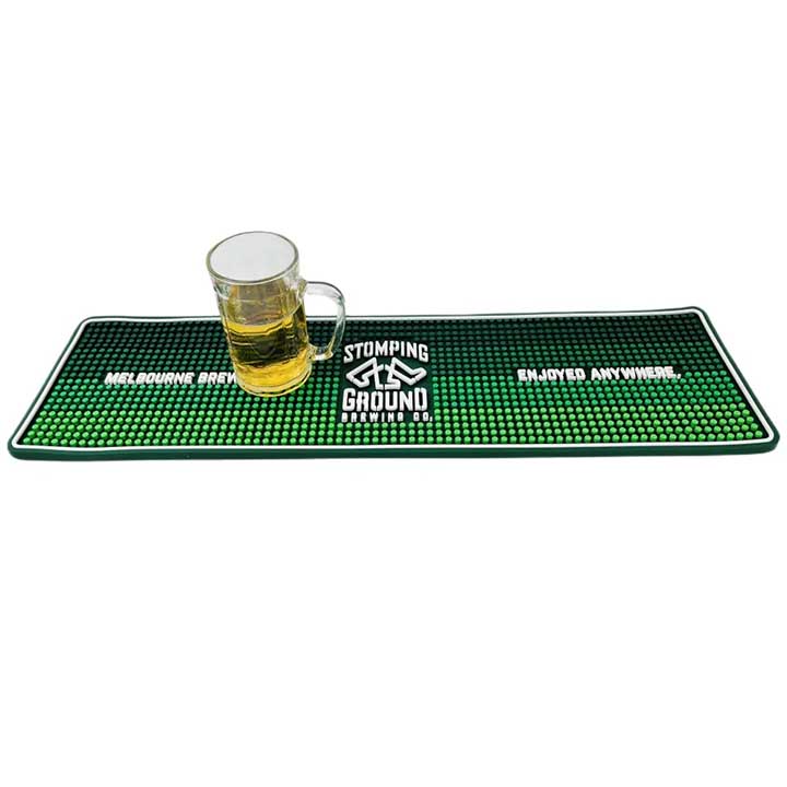 Stomping Ground Brewing Custom Logo Non Slip Rubber Spill Rail Bar Matt Beer Drip Mats Counter PVC Long Bar Runner