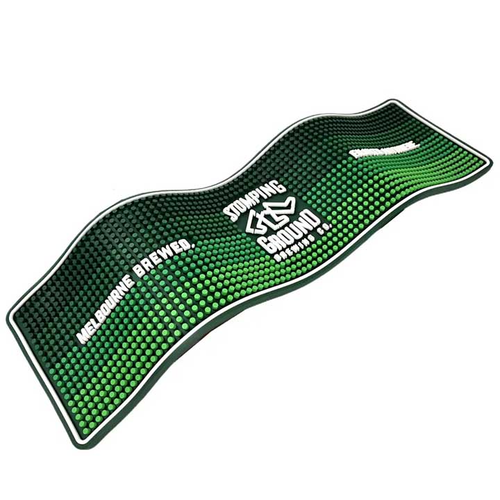 Stomping Ground Brewing Custom Logo Non Slip Rubber Spill Rail Bar Matt Beer Drip Mats Counter PVC Long Bar Runner