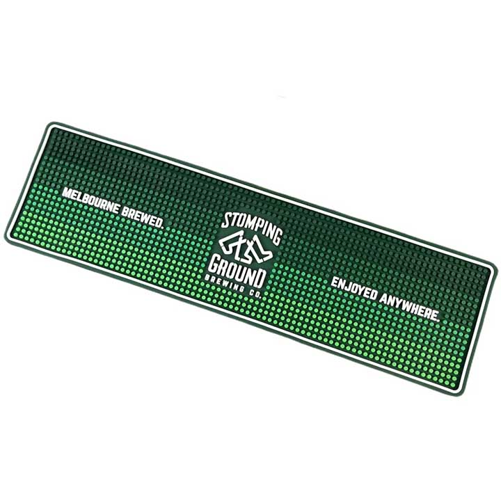 Stomping Ground Brewing Custom Logo Non Slip Rubber Spill Rail Bar Matt Beer Drip Mats Counter PVC Long Bar Runner