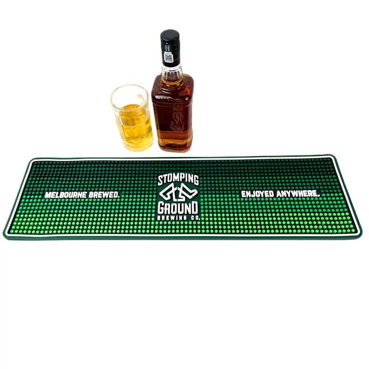Stomping Ground Brewing Custom Logo Non Slip Rubber Spill Rail Bar Matt Beer Drip Mats Counter PVC Long Bar Runner