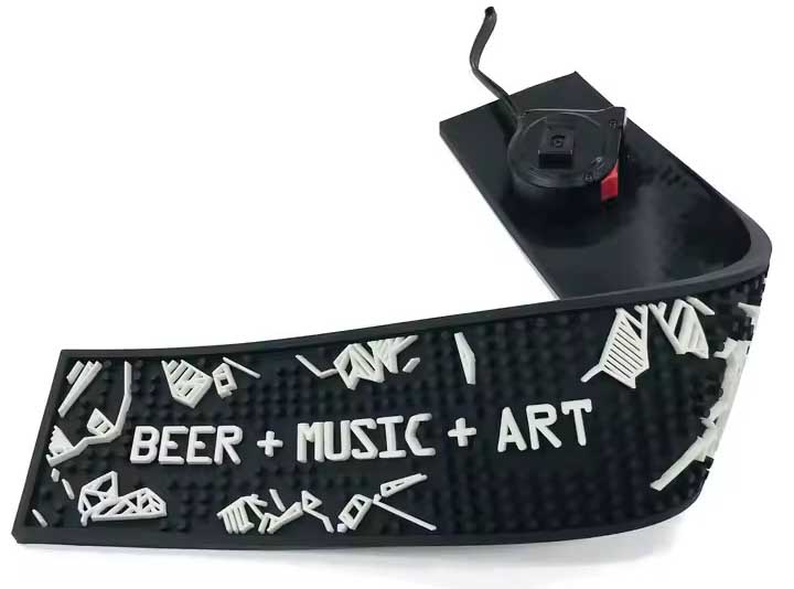 Two Tribes Beer Custom Logo Bar Top Bartender Runner Mats PVC Rail Drip Mats Pub Cocktail Black Rubber Bar Mats