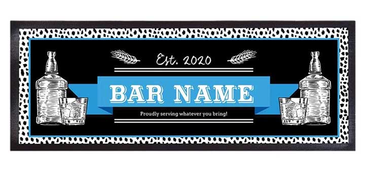 Polyester Top NBR Nitrile Rubber Bar Runner Heat Transfer Custom Printed Cocktail Bar Mat Vintage Cloth Bar Beer Mats
