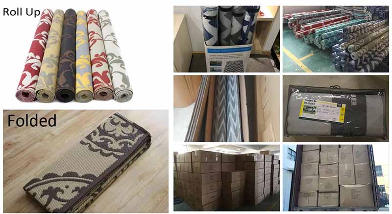 China Factory Custom Logo Waterproof Outdoor Rugs, Plastic Reversible Carpet Rug, Large Floor Mat For RV, Patio, Deck, Picnic, Beach, Camping
