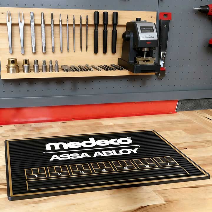 Medeco ASSA ABLOY Ultimate Workbench Lock Pinning Mat PVC Heavy Duty Utility Tray Custom Toolbox Top Rubber Mat